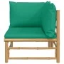 Bamboo garden corner sofa with green cushions by vidaXL, Modular outdoor sofas - Ref: Foro24-362293, Price: 87,23 €, Discount: %
