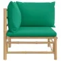 Bamboo garden corner sofa with green cushions by vidaXL, Modular outdoor sofas - Ref: Foro24-362293, Price: 87,23 €, Discount: %