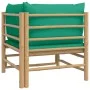 Bamboo garden corner sofa with green cushions by vidaXL, Modular outdoor sofas - Ref: Foro24-362293, Price: 87,23 €, Discount: %