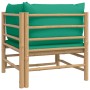 Bambus-Gartenecksofa mit grünen Kissen von vidaXL, Modulare Sofas für den Außenbereich - Ref: Foro24-362293, Preis: 87,80 €, ...