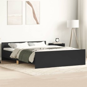 Estructura de cama con cabecero piecero negro 120x200 cm