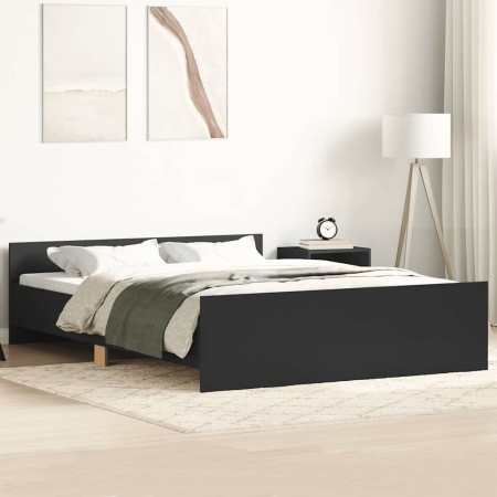 Estructura de cama con cabecero piecero negro 120x200 cm