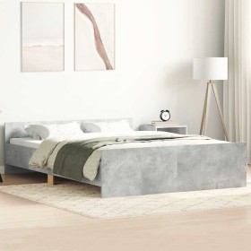 Estructura de cama con cabecero piecero gris hormigón 120x200cm