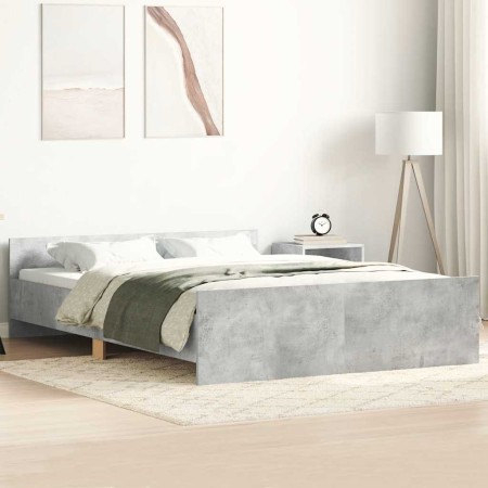 Estructura de cama con cabecero piecero gris hormigón 120x200cm