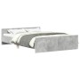 Estructura de cama con cabecero piecero gris hormigón 120x200cm