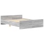 Estructura de cama con cabecero piecero gris Sonoma 120x200 cm