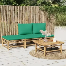 4-piece bamboo garden furniture set with green cushions by vidaXL, Garden sets - Ref: Foro24-3155171, Price: 237,47 €, Discou...