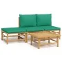 4-teiliges Gartenmöbel-Set aus Bambus mit grünen Kissen von vidaXL, Gartensets - Ref: Foro24-3155171, Preis: 237,72 €, Rabatt: %