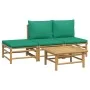 4-teiliges Gartenmöbel-Set aus Bambus mit grünen Kissen von vidaXL, Gartensets - Ref: Foro24-3155171, Preis: 237,72 €, Rabatt: %