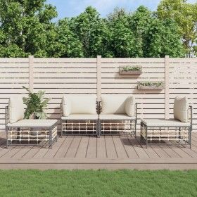 Gartenmöbel-Set 4-teilig und anthrazitfarbene PE-Rattan-Kissen von vidaXL, Outdoor-Sofas - Ref: Foro24-3186712, Preis: 344,73...
