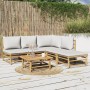6-teiliges Gartenmöbel-Set aus Bambus mit hellgrauen Kissen von vidaXL, Gartensets - Ref: Foro24-3155103, Preis: 516,91 €, Ra...
