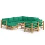 10-teiliges Gartenmöbel-Set aus Bambus mit grünen Kissen von vidaXL, Gartensets - Ref: Foro24-3155160, Preis: 795,70 €, Rabat...