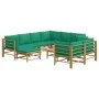 10-teiliges Gartenmöbel-Set aus Bambus mit grünen Kissen von vidaXL, Gartensets - Ref: Foro24-3155160, Preis: 795,70 €, Rabat...