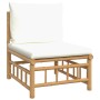 Central bamboo garden sofa with cream white cushions by vidaXL, Modular outdoor sofas - Ref: Foro24-362301, Price: 123,49 €, ...