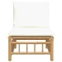Zentrales Gartensofa aus Bambus mit cremeweißen Kissen von vidaXL, Modulare Sofas für den Außenbereich - Ref: Foro24-362301, ...