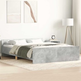 Estructura de cama con cabecero piecero gris hormigón 140x200cm