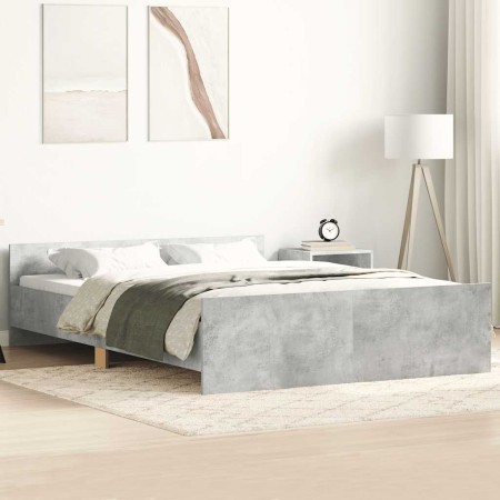 Estructura de cama con cabecero piecero gris hormigón 140x200cm