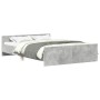 Estructura de cama con cabecero piecero gris hormigón 140x200cm