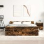 Estructura de cama con cabecero piecero roble ahumado 140x200cm