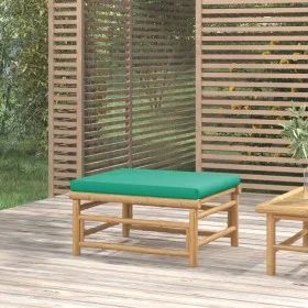 Bamboo garden footstool with green cushion by vidaXL, Modular outdoor sofas - Ref: Foro24-362295, Price: 77,23 €, Discount: %