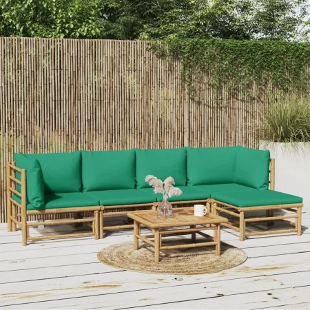 6-piece bamboo garden furniture set with green cushions by vidaXL, Garden sets - Ref: Foro24-3155168, Price: 415,79 €, Discou...
