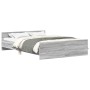 Estructura de cama con cabecero piecero gris Sonoma 140x200 cm