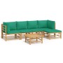 6-teiliges Gartenmöbel-Set aus Bambus mit grünen Kissen von vidaXL, Gartensets - Ref: Foro24-3155168, Preis: 420,78 €, Rabatt: %