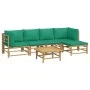 6-piece bamboo garden furniture set with green cushions by vidaXL, Garden sets - Ref: Foro24-3155168, Price: 415,79 €, Discou...
