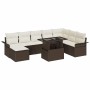 Conjunto de sofá de jardín con cojín 9 pcs Marrón Poliratán