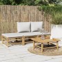 Gartenmöbel-Set 4-teilig aus Bambus und hellgrauen Kissen von vidaXL, Gartensets - Ref: Foro24-3155107, Preis: 287,79 €, Raba...