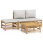 Gartenmöbel-Set 4-teilig aus Bambus und hellgrauen Kissen von vidaXL, Gartensets - Ref: Foro24-3155107, Preis: 287,79 €, Raba...