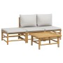Garden furniture set 4 pieces bamboo and light gray cushions by vidaXL, Garden sets - Ref: Foro24-3155107, Price: 287,79 €, D...
