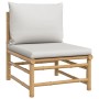 Garden furniture set 4 pieces bamboo and light gray cushions by vidaXL, Garden sets - Ref: Foro24-3155107, Price: 287,79 €, D...