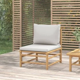 Central bamboo garden sofa with light gray cushions by vidaXL, Modular outdoor sofas - Ref: Foro24-362279, Price: 111,25 €, D...