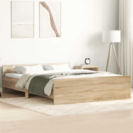 Estructura de cama con cabecero piecero roble Sonoma 150x200 cm