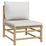 Central bamboo garden sofa with light gray cushions by vidaXL, Modular outdoor sofas - Ref: Foro24-362279, Price: 111,25 €, D...