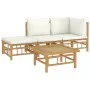 Gartenmöbel-Set 4-teilig aus Bambus und cremeweißen Kissen von vidaXL, Gartensets - Ref: Foro24-3155176, Preis: 340,58 €, Rab...