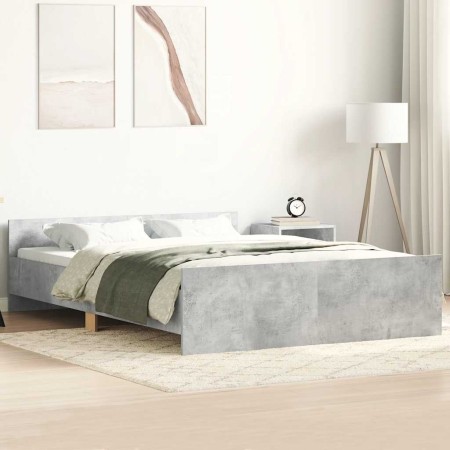Estructura de cama con cabecero piecero gris hormigón 150x200cm