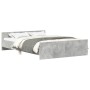 Estructura de cama con cabecero piecero gris hormigón 150x200cm