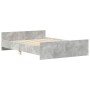 Estructura de cama con cabecero piecero gris hormigón 150x200cm
