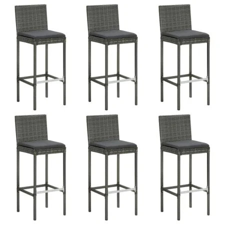 Kitchen stools with cushions 6 pcs gray synthetic rattan by vidaXL, Kitchen stools - Ref: Foro24-362579, Price: 284,06 €, Dis...