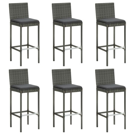 Küchenhocker mit Kissen 6 Stück graues synthetisches Rattan von vidaXL, Küchenhocker - Ref: Foro24-362579, Preis: 288,05 €, R...