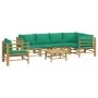 7-piece bamboo garden furniture set with green cushions by vidaXL, Garden sets - Ref: Foro24-3155173, Price: 591,51 €, Discou...
