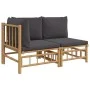 2-piece bamboo garden furniture set with dark gray cushions by vidaXL, Modular outdoor sofas - Ref: Foro24-362306, Price: 208...
