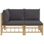 2-piece bamboo garden furniture set with dark gray cushions by vidaXL, Modular outdoor sofas - Ref: Foro24-362306, Price: 208...