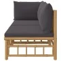 2-teiliges Gartenmöbel-Set aus Bambus mit dunkelgrauen Kissen von vidaXL, Modulare Sofas für den Außenbereich - Ref: Foro24-3...