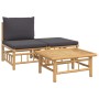 Set de muebles de jardín 3 piezas bambú con cojines gris oscuro de vidaXL, Sofás modulares de exterior - Ref: Foro24-362305, ...