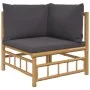 2-piece bamboo garden furniture set with dark gray cushions by vidaXL, Modular outdoor sofas - Ref: Foro24-362306, Price: 208...