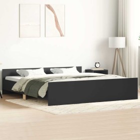Estructura de cama con cabecero y piecero negro 160x200 cm