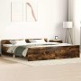 Estructura de cama con cabecero piecero roble ahumado 160x200cm
